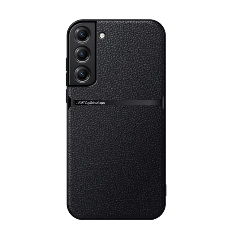 For Samsung Galaxy S22 5G Litchi Leather Magnetic Full Coverage Shockproof Phone Case (Black)