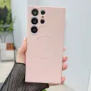 For Samsung Galaxy S22 Ultra 5G Solid Color Liquid Silicone MagSafe Magnetic Phone Case