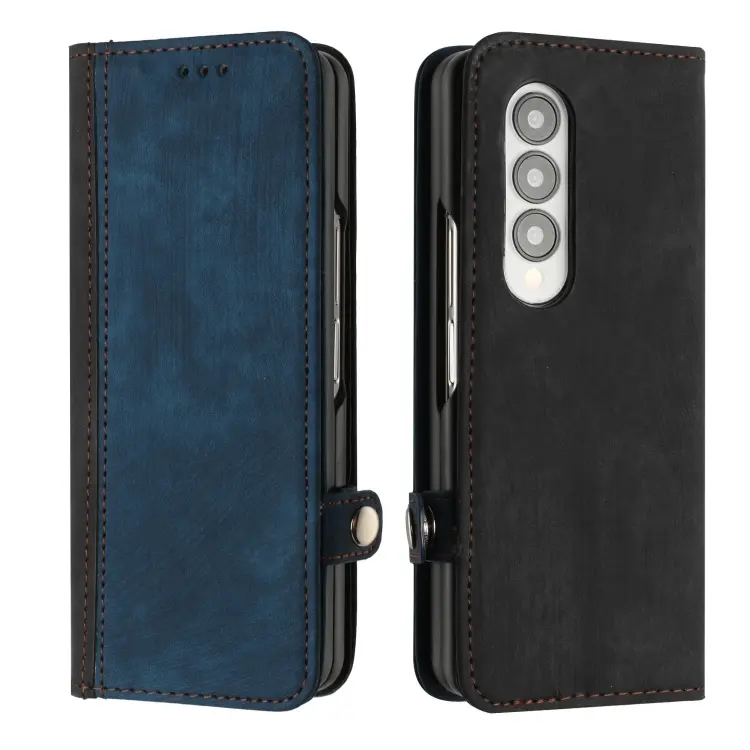 For Samsung Galaxy Z Fold4 5G Side Buckle Double Fold Leather Phone Case(Royal Blue)