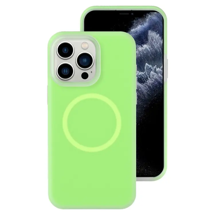 For iPhone 11 Pro Jelly Liquid Silicone MagSafe Magnetic Phone Case (Green)