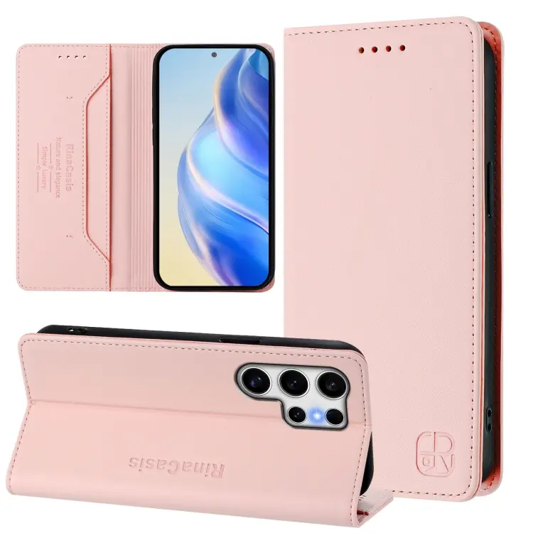 For Samsung Galaxy S23 Ultra 5G RC01 Dual-Folded Magnetic Suction RFID Leather Phone Case