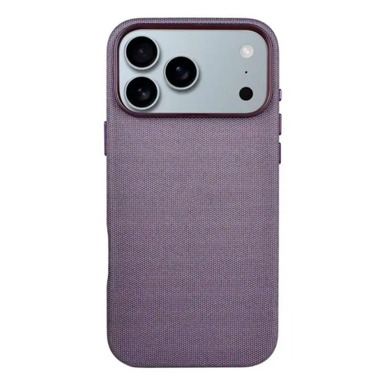 For iPhone 17 Pro Max Kalebol Fabric-Textured Perforated MagSafe PC Phone Case (purple)