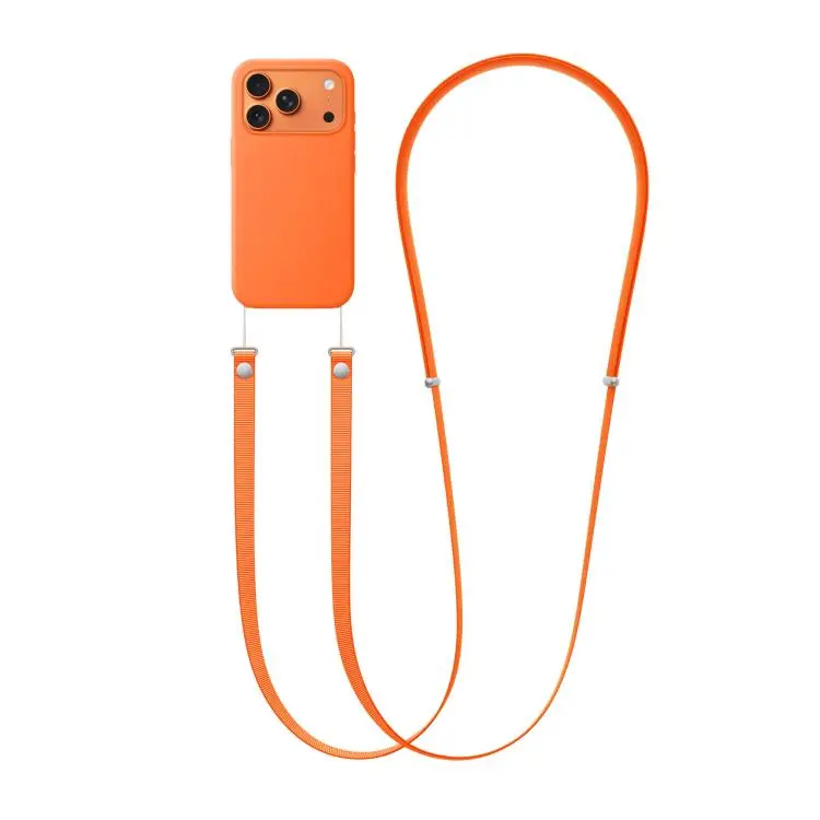 Nylon Magnetic Adjustable Crossbody Strap Phone Anti-Theft Lanyard for iPhone 17 Series (Orange)