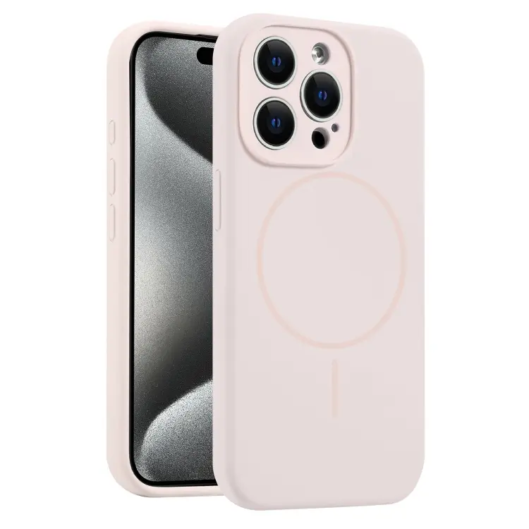 For iPhone 15 Pro Max Fine Hole Liquid Silicone MagSafe Phone Case