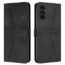 For Samsung Galaxy A55 5G Triangle Solid Color Leather Phone Case