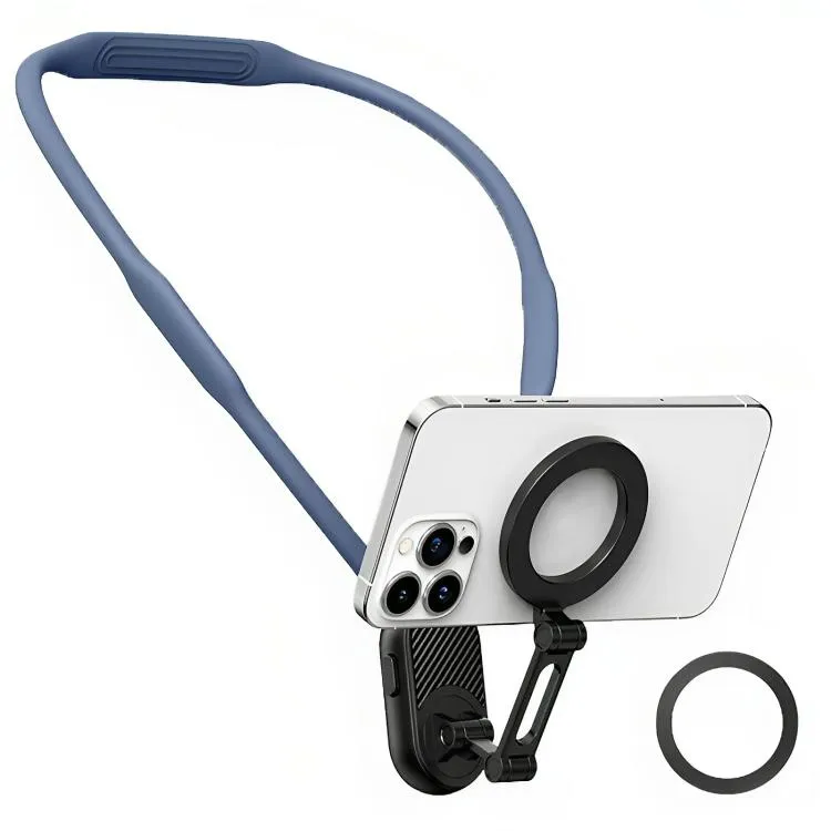 Collar Neck Hanger Magnetic Phone Holder (Carbon Fiber) (Dark Blue)