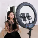18 inch 45cm LED Ring Vlogging Photography Video Lights Kits with Remote Control & Phone Clamp & 2.1m Tripod Mount, EU Plug