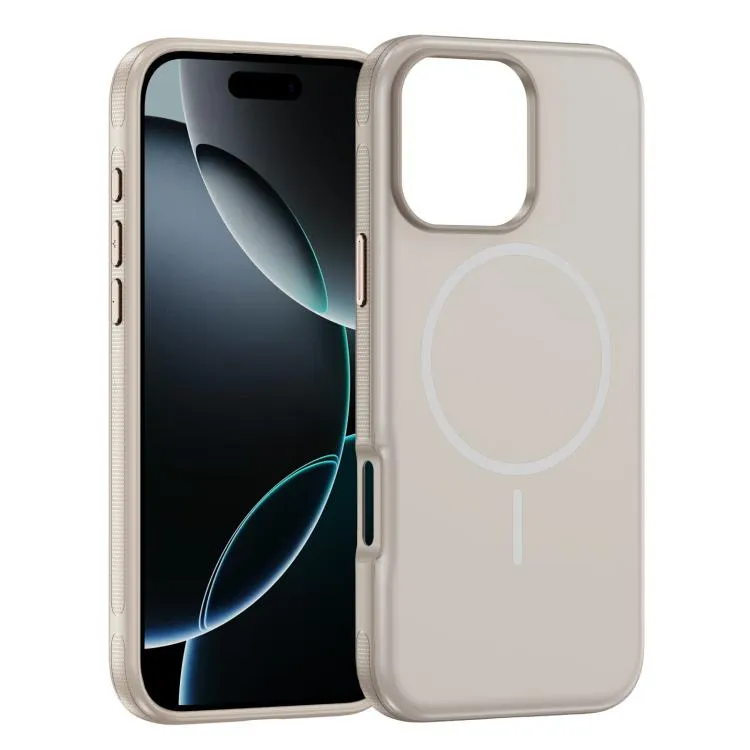 For iPhone 16 Pro Imitation Original Magsafe PC Hybrid TPU Phone Case (Beige)