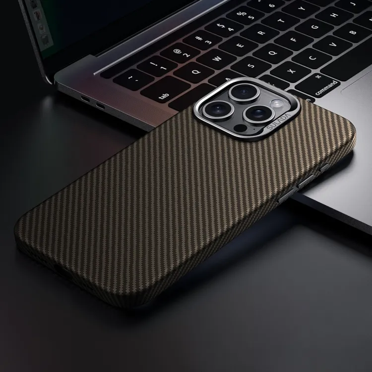 For iPhone 14 Pro Max SULADA 600D Kevlar Texture PC Shockproof Phone Case.(Brown)