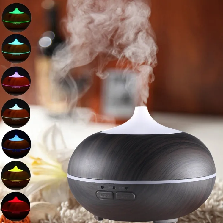 Wood Grain Aromatherapy Air Purifier Humidifier with LED Light