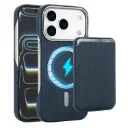For iPhone 17 Pro Max Carbon Fiber MagSafe Magnetic Card Holder Phone Case
