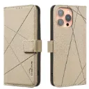 For iPhone 13 Pro Max Geometric Pattern RFID Leather Phone Case