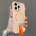 For iPhone 15 Pro Skin-feel Magnetic TPU Phone Case with Silicone Strap