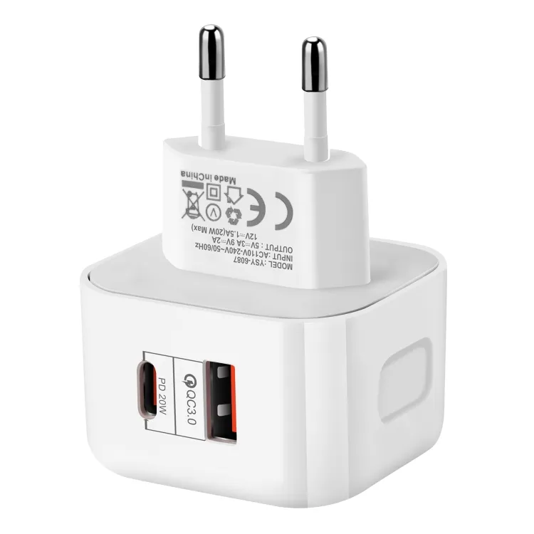 20W PD + QC 3.0 Dual Ports Travel Charger Power Adapter. (EU)