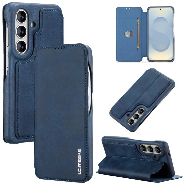 For Samsung Galaxy S26+ 5G LC.IMEEKE Hon Ancient Series Flip Leather Phone Case (Blue)