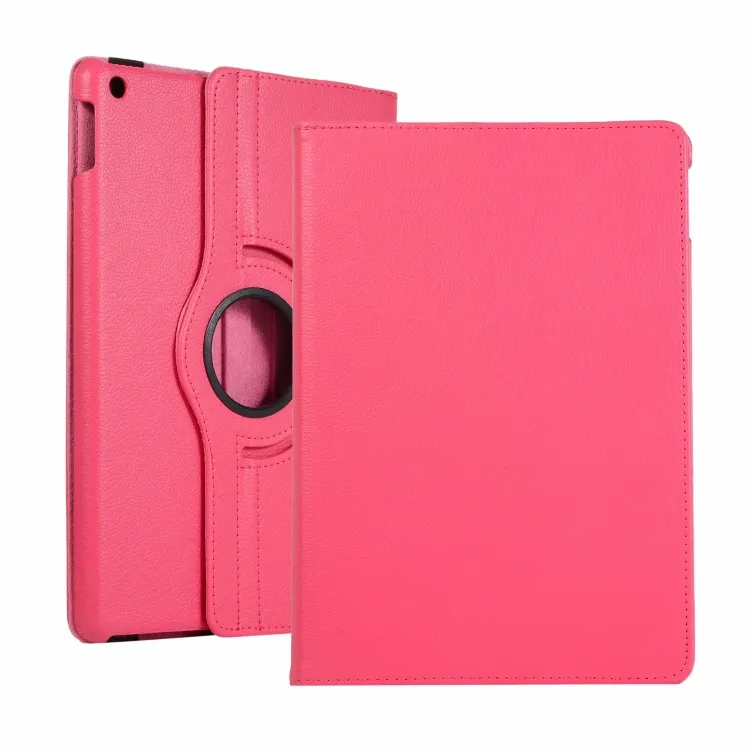 For iPad 10.2 / iPad Air 2019 10.5 / iPad 10.2 2020 Litchi Texture Horizontal Flip 360 Degrees Rotation Leather Case (Rose Red)