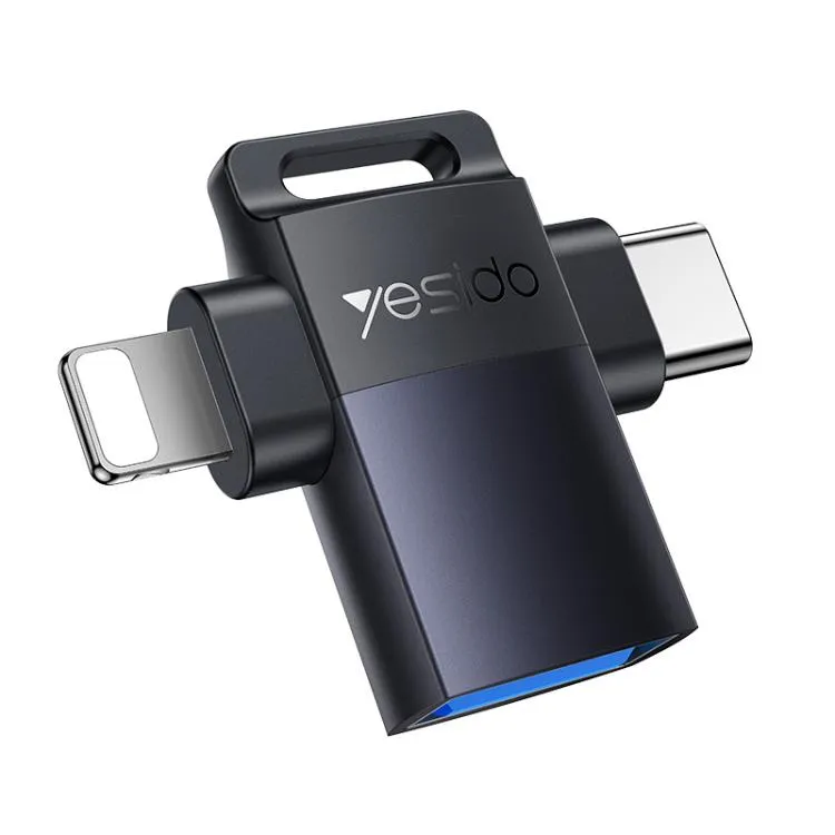 Yesido 2 in 1 USB 3.0 Female to Type-C/8 Pin Male Charging Adapter