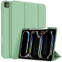 For iPad Pro 13 2025 / 2024 3-fold TPU Smart Leather Tablet Case with Pen Slot(Green)
