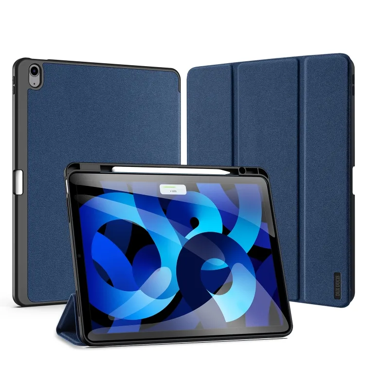 For iPad Air 13 2024 / 2025 / 2026 DUX DUCIS Domo Series Cloth Texture Magnetic Leather Tablet Case (Royal Blue)