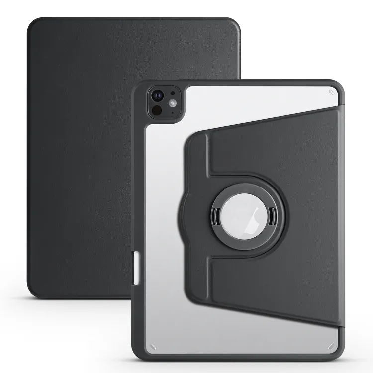 For iPad Pro 13 2025 / 2024 Acrylic 360 Rotation Detachable Leather Tablet Case(Black)