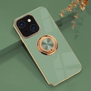 iPhone 13 Pro 6D Electroplating Full Coverage Silicone Protective Case with Magnetic Ring Holder