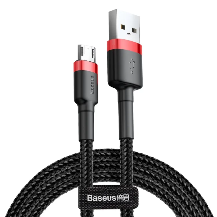 Baseus 1m 2.4A USB to Micro USB Cafule Double-sided Insertion Braided Cord Data Sync Charging Cable