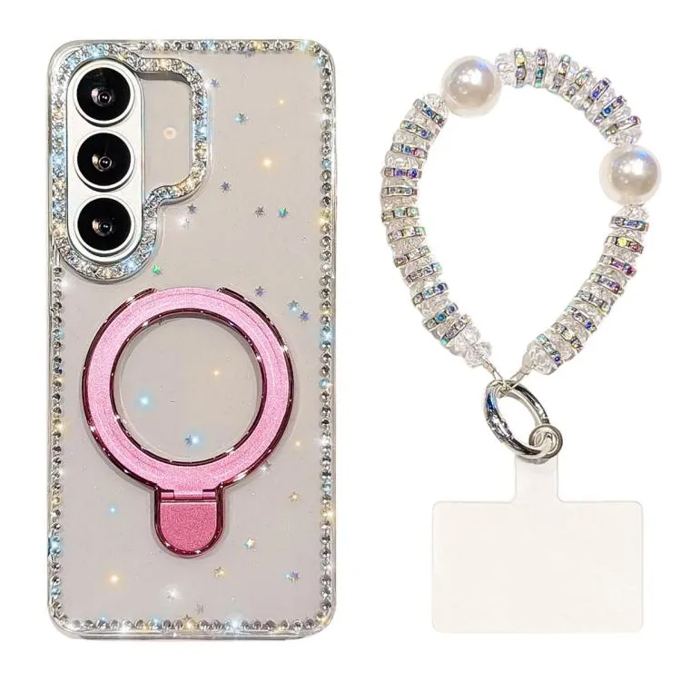 For Samsung Galaxy A57 5G Magnetic Holder Shockproof Phone Case With Bracelet(Glitter Little Star)