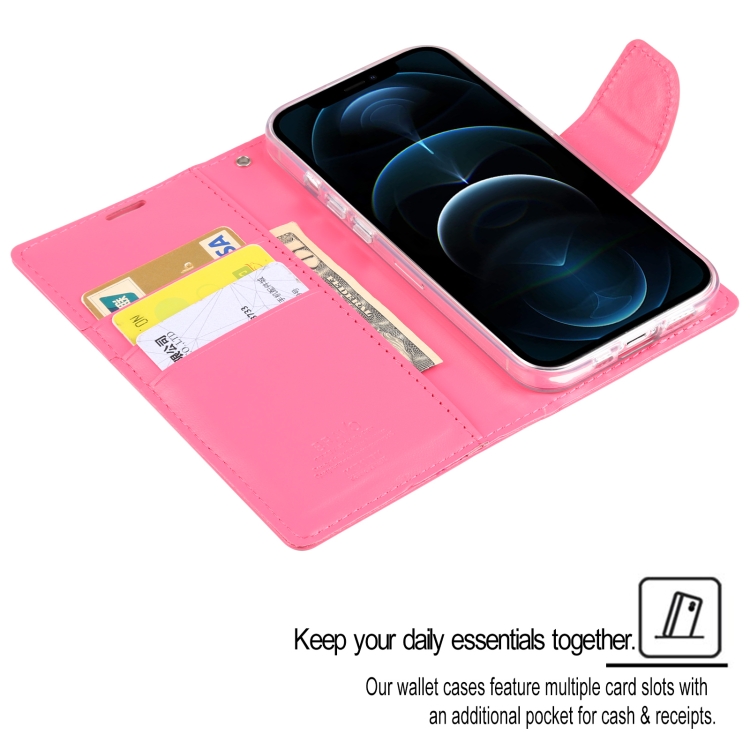 [00-122] iPhone 13 GOOSPERY Bravo Diary Crazy Horse Texture Horizontal Flip Leather Case with Bracket & Card Slot & Wallet.
 (Pink)