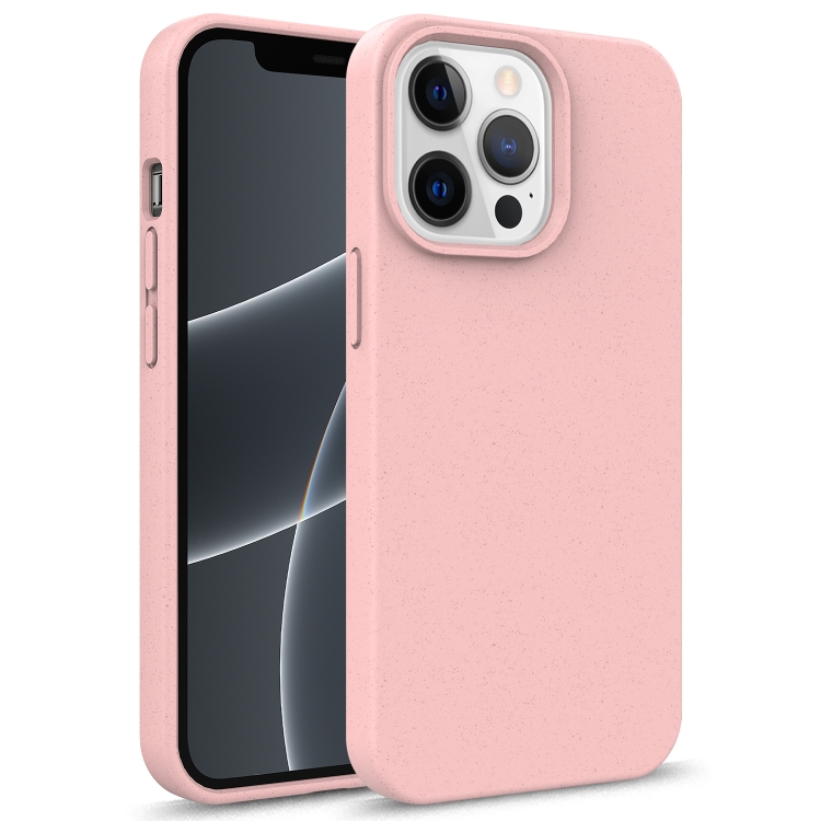 [00-06] iPhone 13 mini Starry Series Shockproof Straw Material + TPU Protective Case. (Pink)
