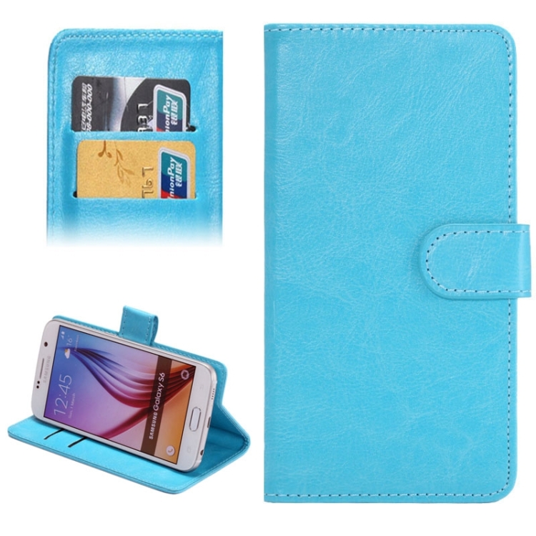 [00-149.] 4.8-5.3 Inch Universal Crazy Horse Texture 360 Degree Rotating Carry Case with Holder & Card Slots (Blue)