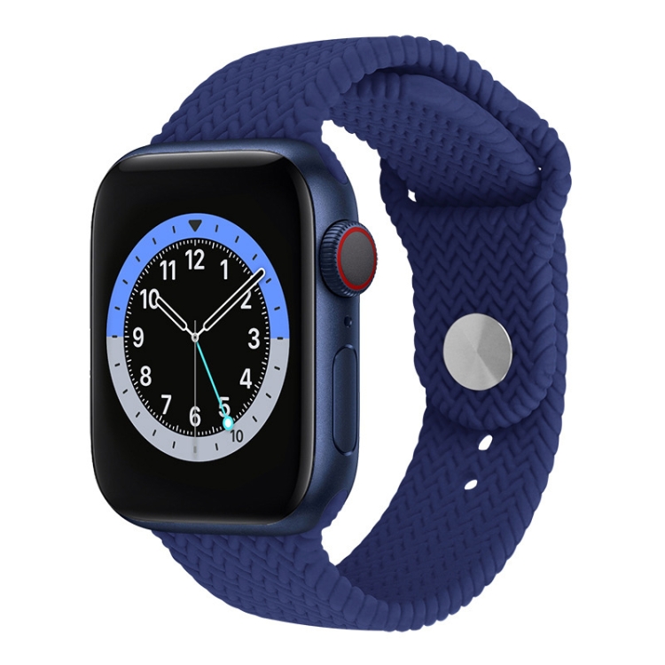Woven Pattern Silicone Snap Watch Band For Apple Watch Series 7 45mm / 6 & SE & 5 & 4 44mm / 3 & 2 & 1 42mm.