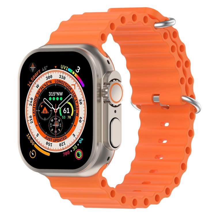 Ocean Silicone Watch Band For Apple Watch Ultra 49mm / Series 8&7 45mm / SE 2&6&SE&5&4 44mm .