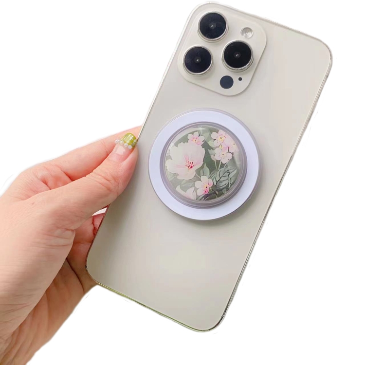 Glue Cartoon Floral Magnetic Airbag MagSafe Phone Telescopic Holder.