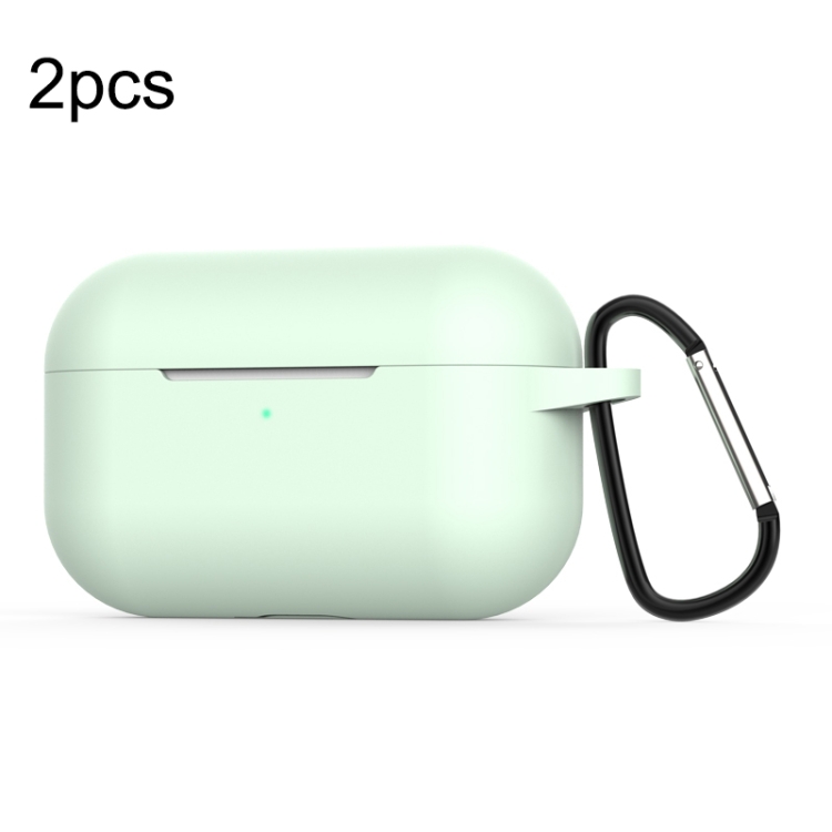 [00-234] For Apple AirPods Pro 2pcs Wireless Earphone Silicone Protective Case with Hook. (Green)