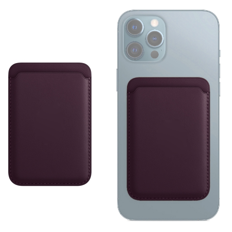 [00-271] Leather Wallet Pouch Card Holder Magsafe Case. (purple)