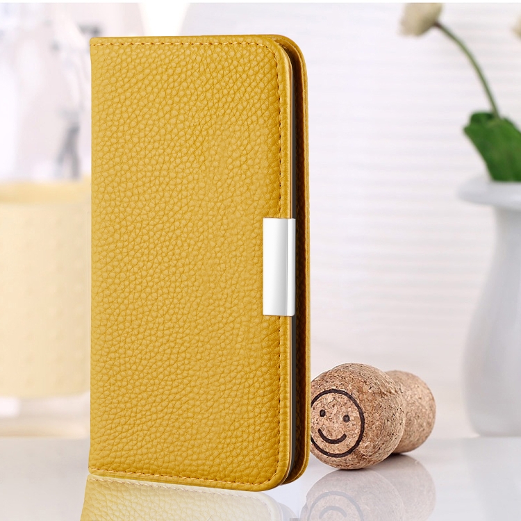 [00-299] For iPhone 12 Pro Max Litchi Texture Horizontal Flip Leather Case with Holder & Card Slots. (Yellow)