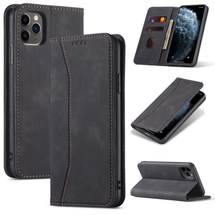 For iPhone 12 / 12 Pro Skin-feel Calfskin Texture Magnetic ,Wallet.