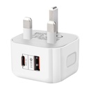 20W PD + QC 3.0 Dual Ports Travel Charger Power Adapter. (uk)