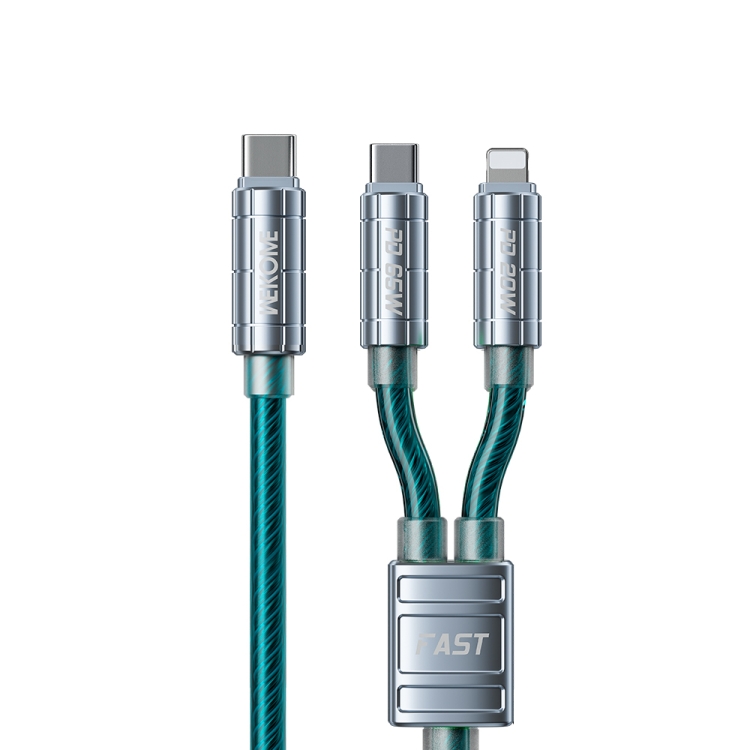 WK  2 in 1 Type-C to Type-C+8 Pin Super Fast Charge Data Cable.