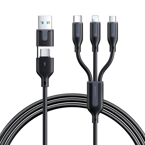 JOYROOM  Ice-Crystal Series 1.2m 3.5A USB+Type-C to 8 Pin+Type-C+Micro USB 3 in 2 Fast Charging Cable.