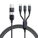 JOYROOM  Ice-Crystal Series 1.2m 3.5A USB+Type-C to 8 Pin+Type-C+Micro USB 3 in 2 Fast Charging Cable.