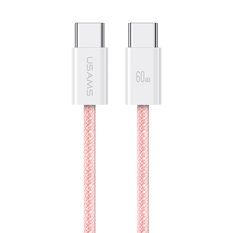 USAMS PD60W USB-C/Type-C to USB-C/Type-C Rainbow Braided Fast Charging Data Cable.