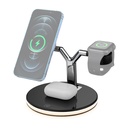 3 in 1 25W Multi-function Magnetic Wireless Charger for Mobile Phones & Apple Watches & AirPods , with Colorful LED Light.