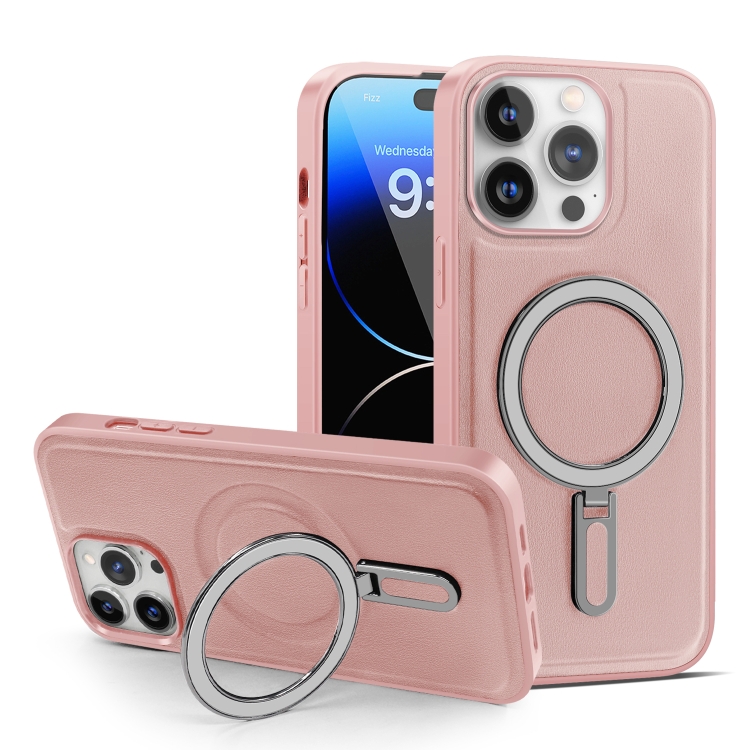 [00-532] For iPhone 14 Pro Max MagSafe Magnetic Holder Phone Case. (Pink)