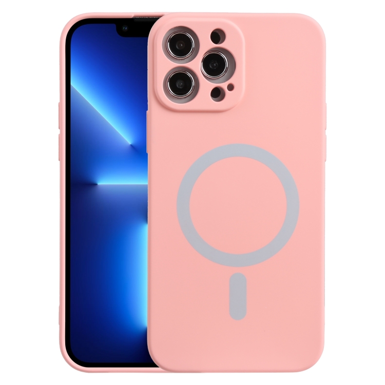 [00-547] iPhone 14 Pro Max Liquid Silicone Shockproof Magsafe Case. (Pink)