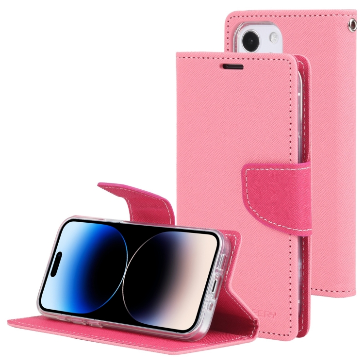 [00-563] For iPhone 14 Pro Max GOOSPERY FANCY DIARY Cross Texture Leather Case . (Pink)