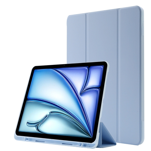 For iPad Air 11 2024 Skin Feel Tri-fold Leather Tablet Case with Pen Slot.