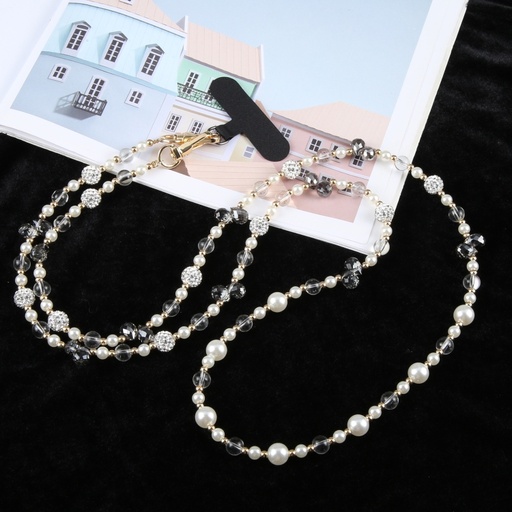 Mobile Phone  Long Chain  Diamond Pearl Crossbody Lanyard.