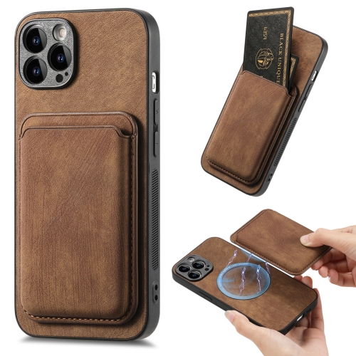 For iPhone 15 Pro Max Retro Leather Card Bag Magnetic Phone Case.