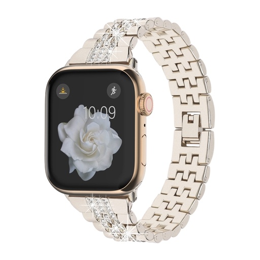 [starlight glitter] For Apple Watch SE 2023 44mm Bling Diamond Chain Metal Watch Band.